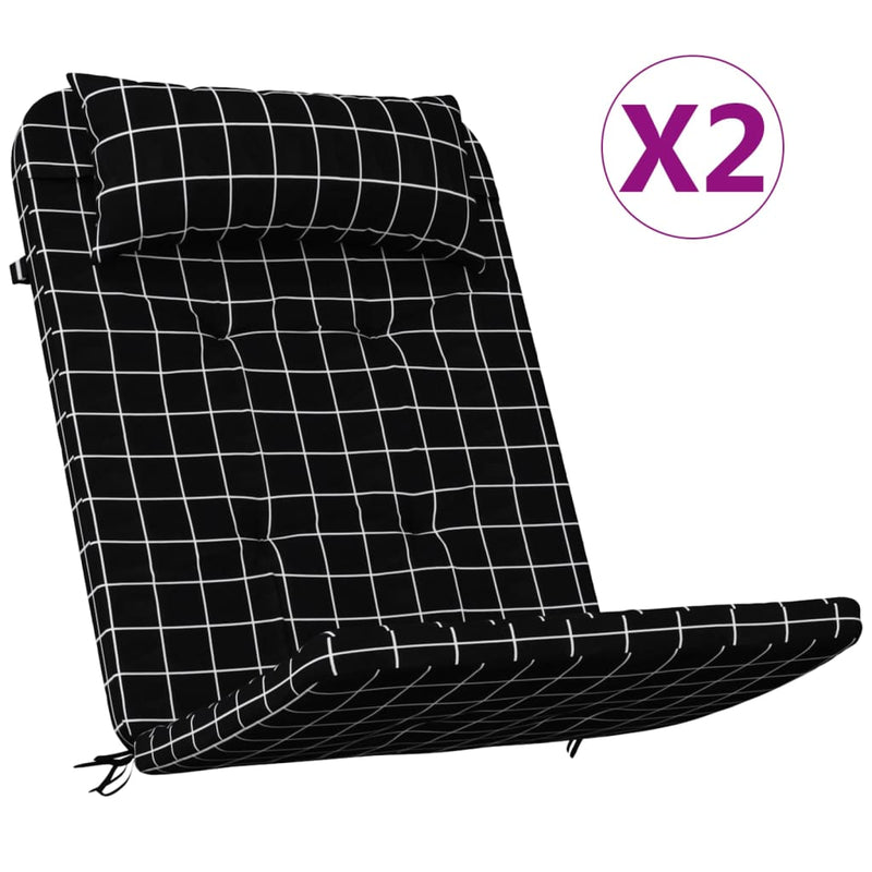 Perne scaun Adirondack, 2 buc, negru, careuri, textil oxford