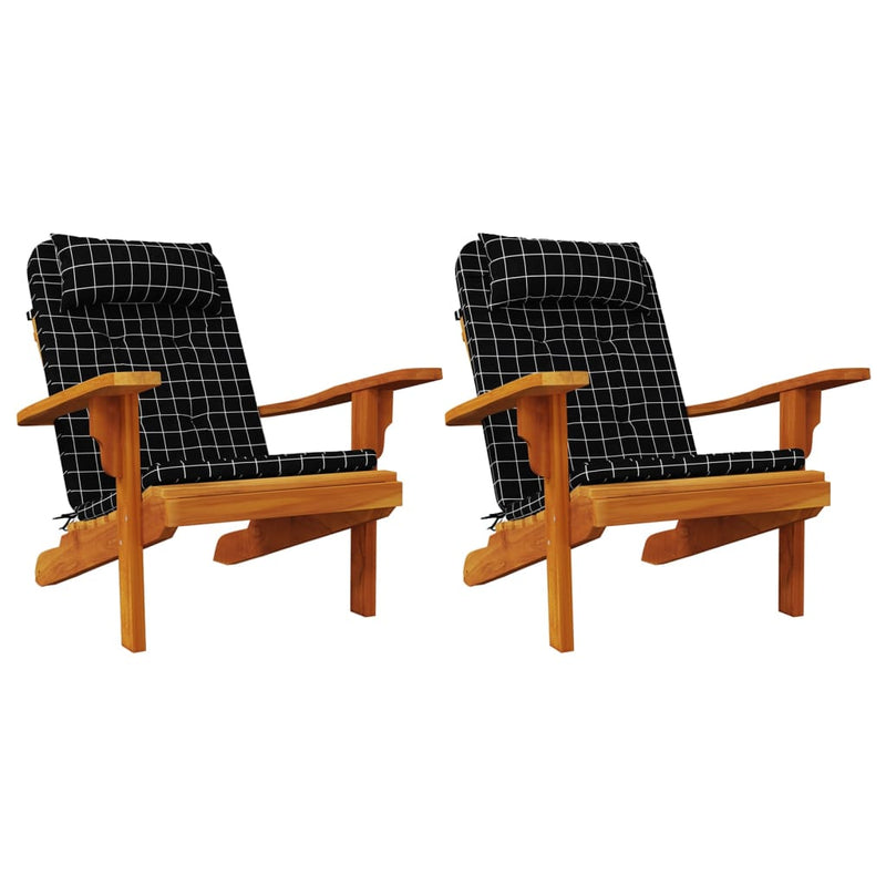 Perne scaun Adirondack, 2 buc, negru, careuri, textil oxford