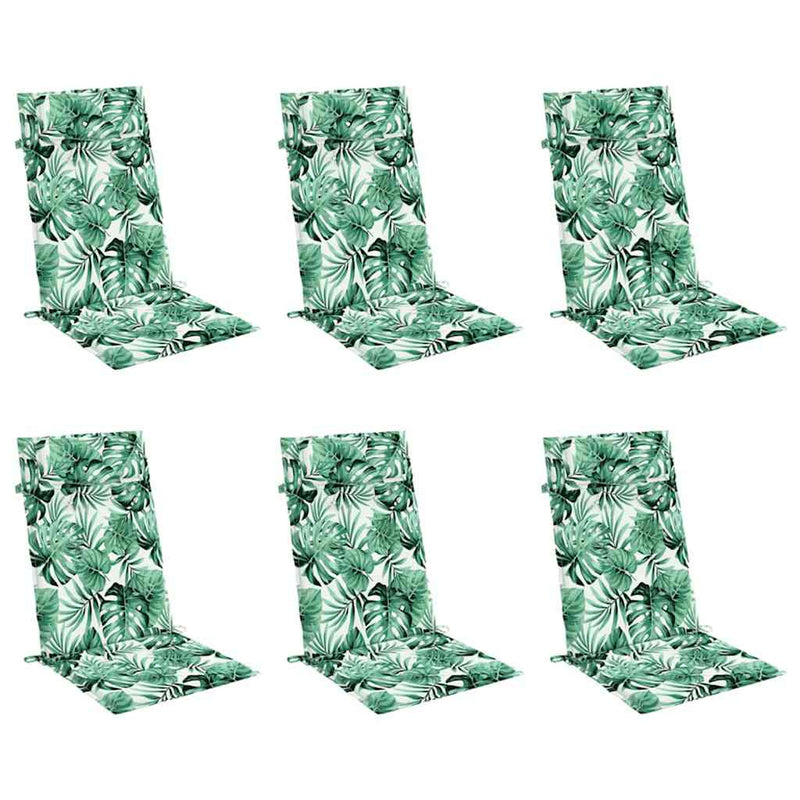 Perne de scaun spătar înalt, 6 buc, model frunze, textil Oxford