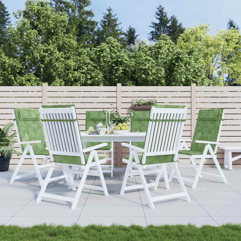 Perne de scaun spătar înalt, 6 buc, model frunze, textil Oxford