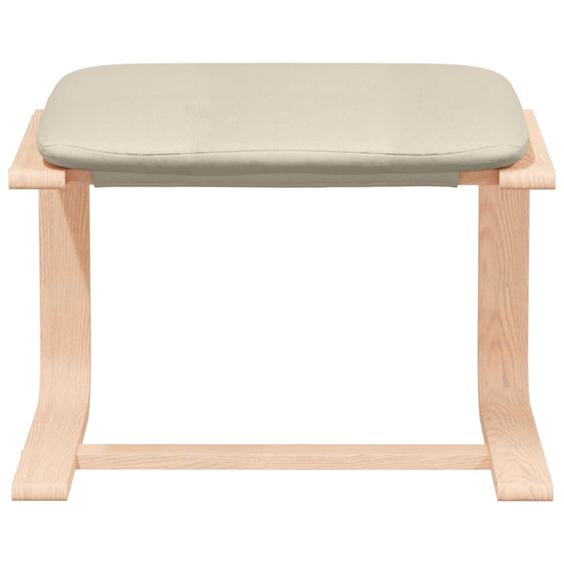 Scaun de relaxare cu taburet, crem, textil