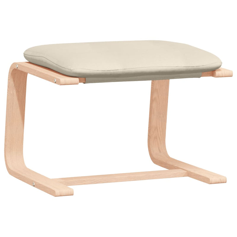 Scaun de relaxare cu taburet, crem, textil