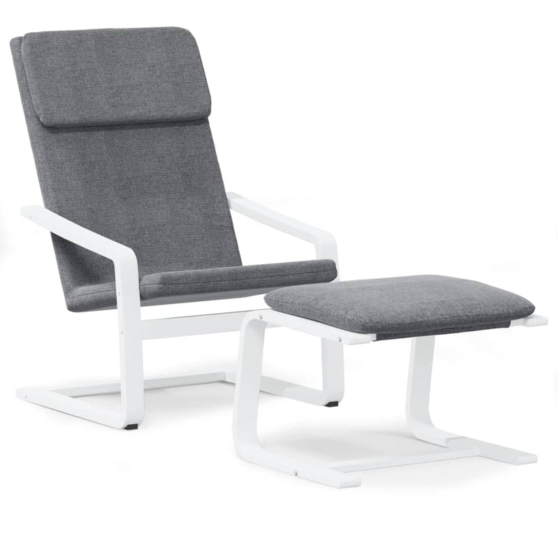 Scaun de relaxare cu taburet, gri deschis, textil