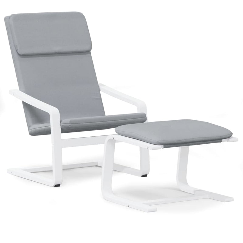Scaun de relaxare cu taburet, gri deschis, textil