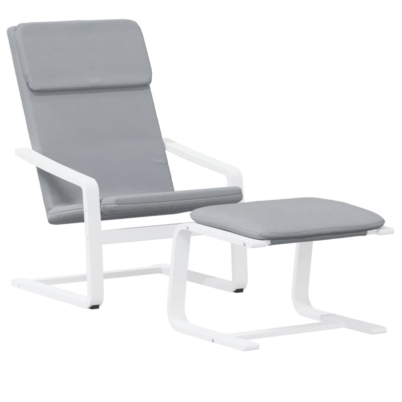 Scaun de relaxare cu taburet, gri deschis, textil