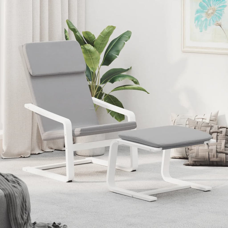 Scaun de relaxare cu taburet, gri deschis, textil