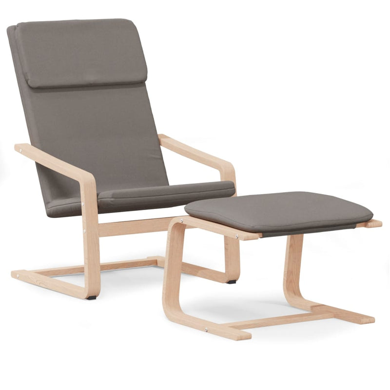 Scaun de relaxare cu taburet, gri taupe, textil