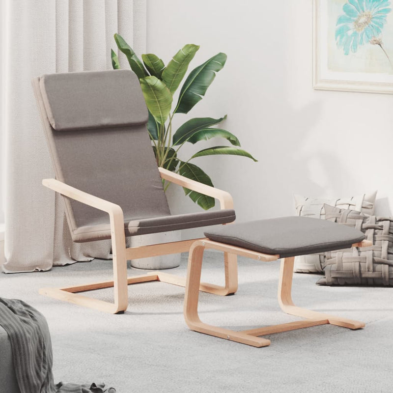 Scaun de relaxare cu taburet, gri taupe, textil