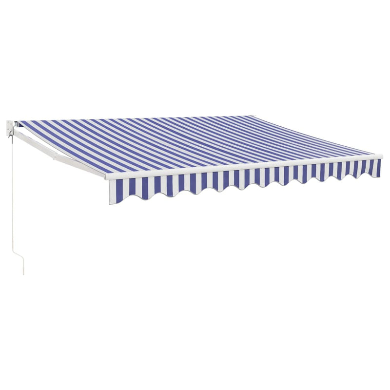 Copertină retractabilă albastru/alb, 3,5x2,5 m, textil/aluminiu