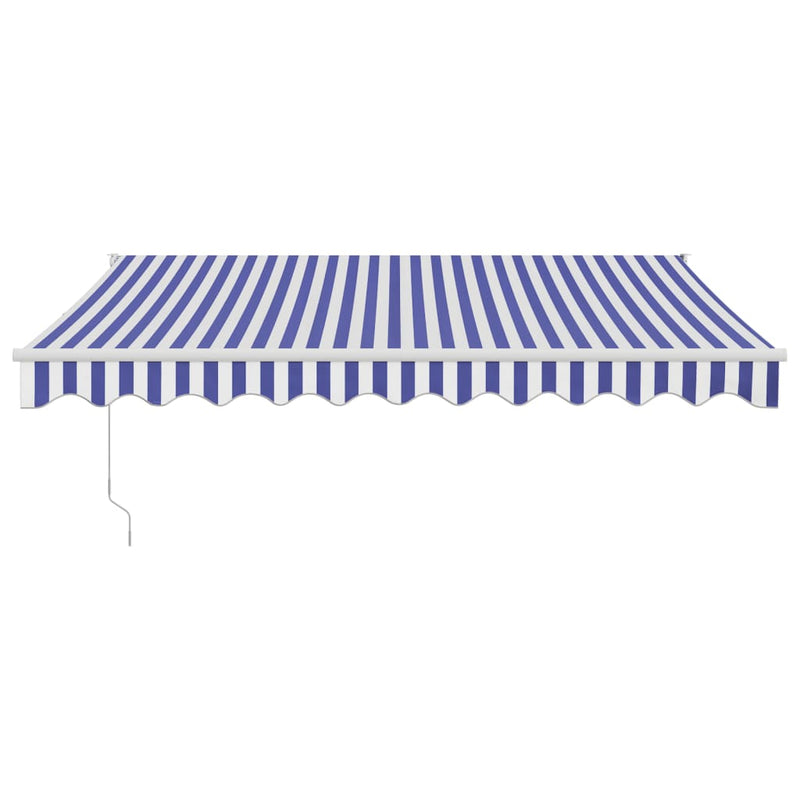 Copertină retractabilă albastru/alb, 3,5x2,5 m, textil/aluminiu