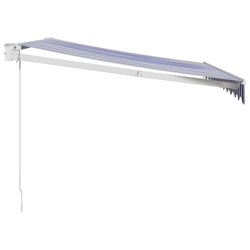 Copertină retractabilă albastru/alb, 3,5x2,5 m, textil/aluminiu