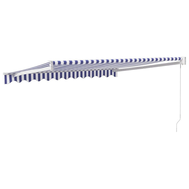 Copertină retractabilă albastru/alb, 3,5x2,5 m, textil/aluminiu
