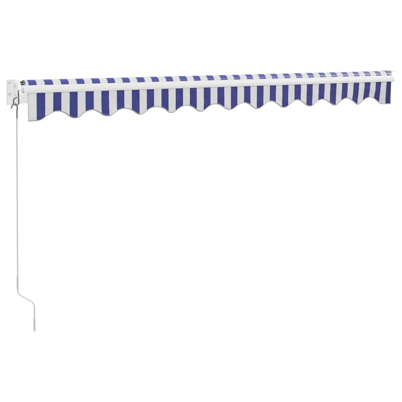 Copertină retractabilă albastru/alb, 3,5x2,5 m, textil/aluminiu