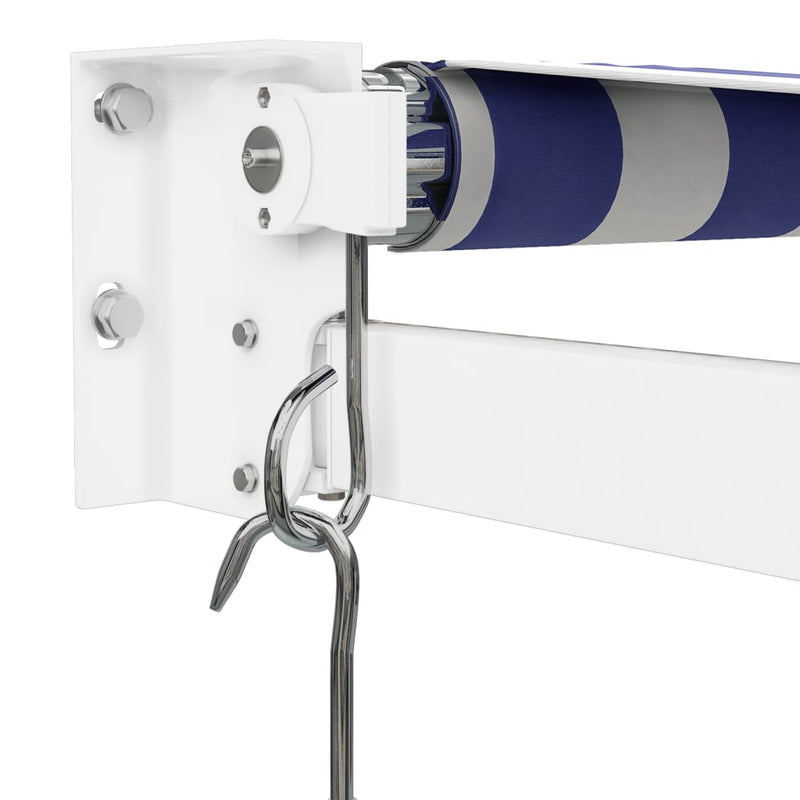Copertină retractabilă albastru/alb, 3,5x2,5 m, textil/aluminiu