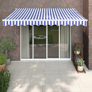 Copertină retractabilă albastru/alb, 3,5x2,5 m, textil/aluminiu