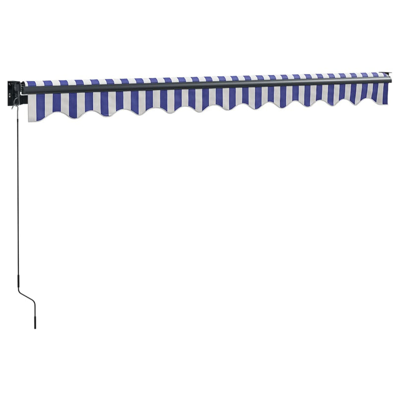 Copertină retractabilă albastru/alb, 3,5x2,5 m, textil/aluminiu