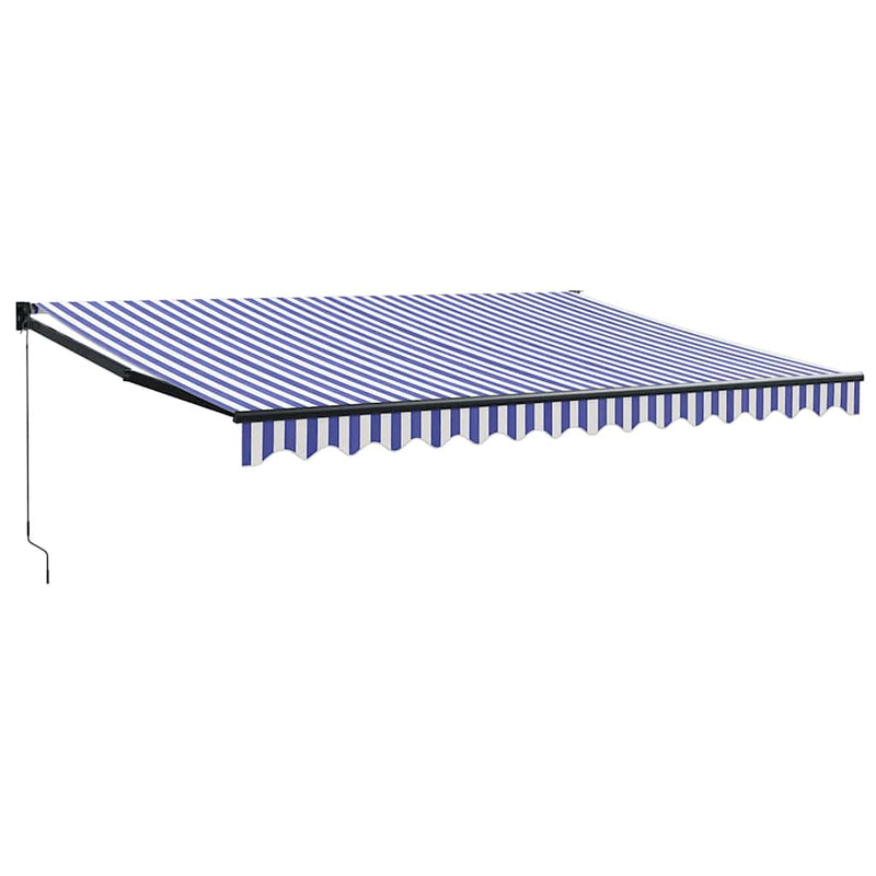 Copertină retractabilă albastru/alb, 4,5x3 m, textil/aluminiu