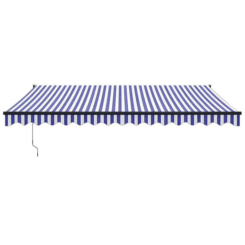 Copertină retractabilă albastru/alb, 4,5x3 m, textil/aluminiu