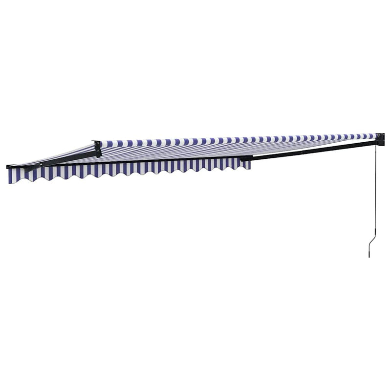 Copertină retractabilă albastru/alb, 4,5x3 m, textil/aluminiu