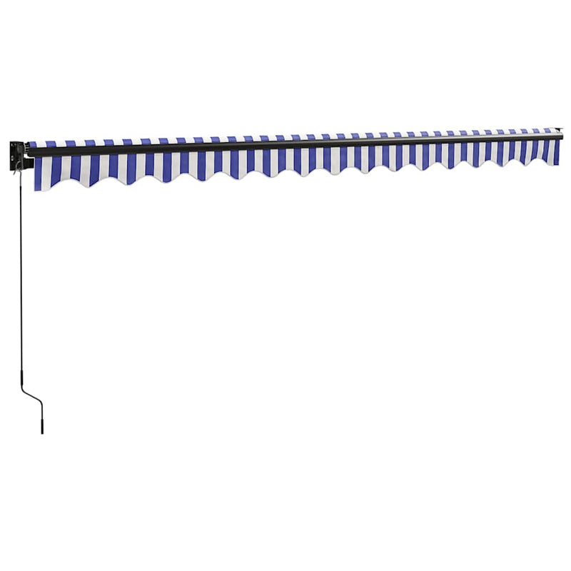 Copertină retractabilă albastru/alb, 4,5x3 m, textil/aluminiu