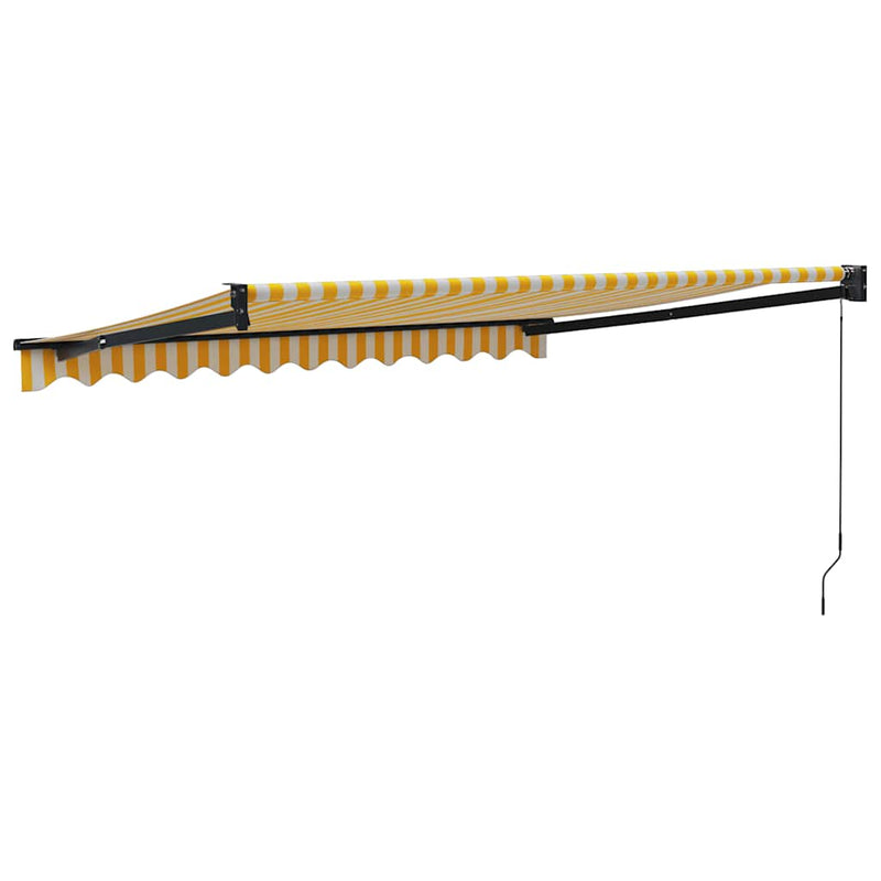 Copertină retractabilă, galben/alb, 3x2,5 m, textil/aluminiu