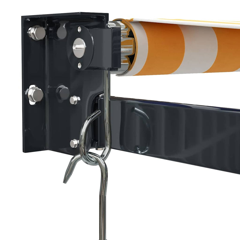 Copertină retractabilă, galben/alb, 3x2,5 m, textil/aluminiu