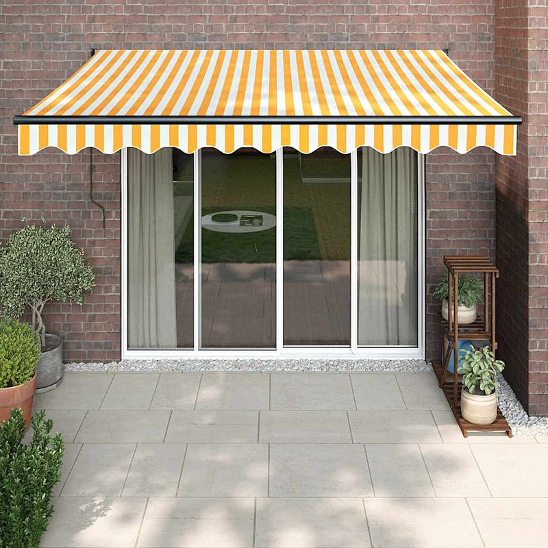 Copertină retractabilă, galben/alb, 3x2,5 m, textil/aluminiu