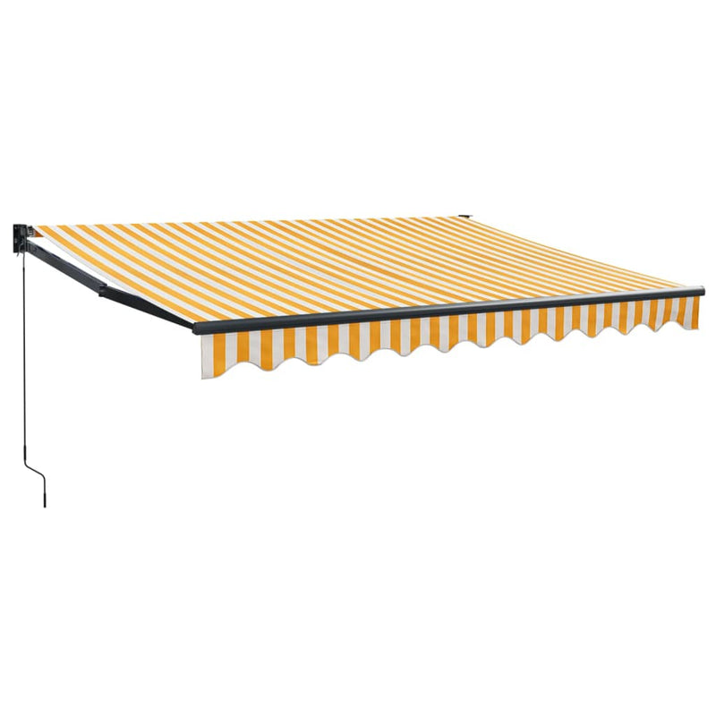 Copertină retractabilă, galben/alb, 3,5x2,5 m, textil/aluminiu