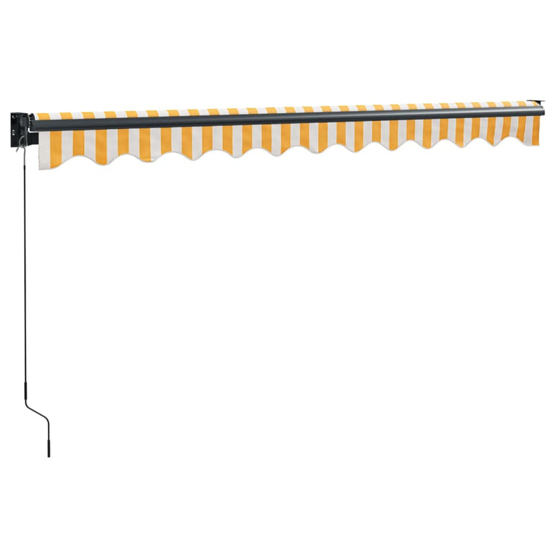 Copertină retractabilă, galben/alb, 3,5x2,5 m, textil/aluminiu