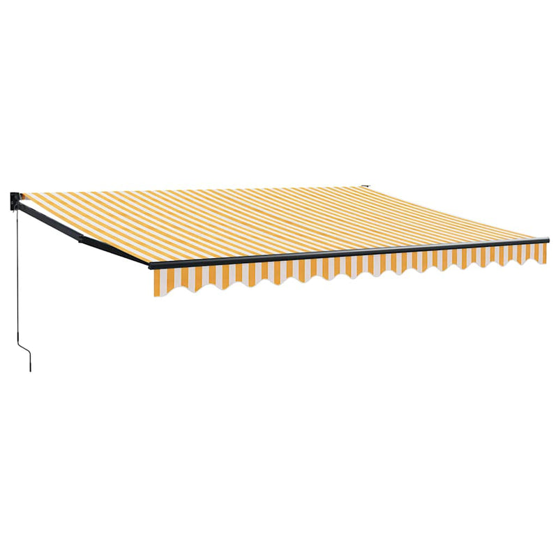 Copertină retractabilă galben și alb, 4x3 m, textil și aluminiu