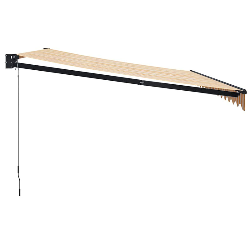 Copertină retractabilă galben și alb, 4x3 m, textil și aluminiu