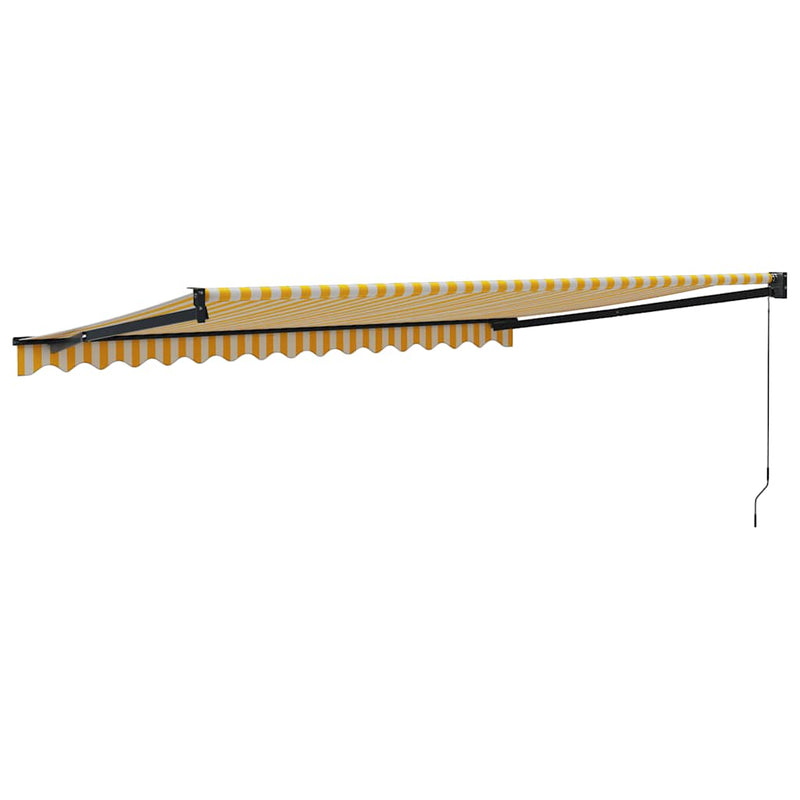 Copertină retractabilă galben și alb, 4x3 m, textil și aluminiu