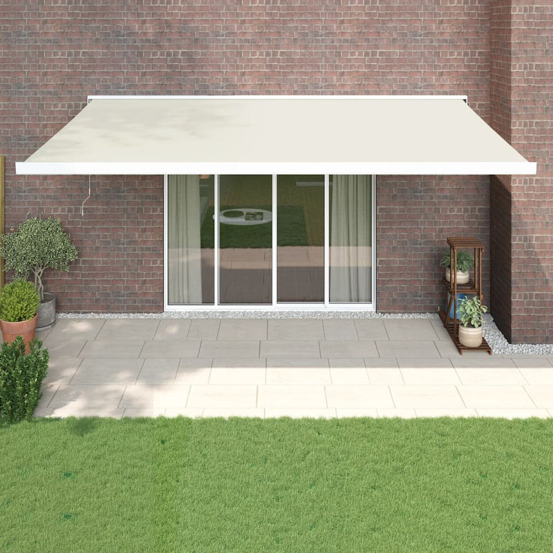 Copertină retractabilă Crem cu Cadru Alb 5 x 3 m