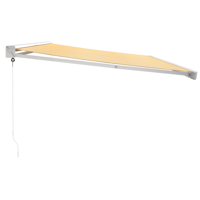 Copertină retractabilă Galben și Alb cu Cadru Alb 5 x 3 m