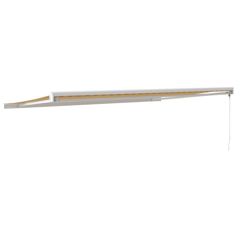 Copertină retractabilă Galben și Alb cu Cadru Alb 5 x 3 m