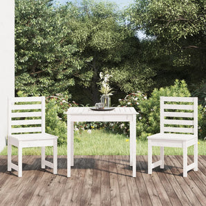 Set bistro de grădină, 3 piese, alb, lemn masiv de pin