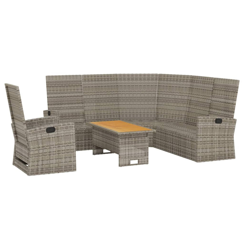 Set mobilier de grădină cu perne, 3 piese, gri, poliratan