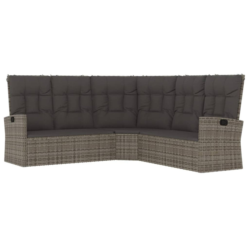 Set mobilier de grădină cu perne, 3 piese, gri, poliratan