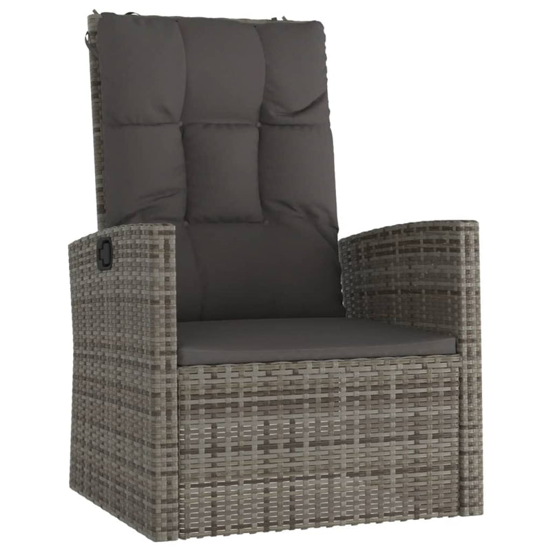 Set mobilier de grădină cu perne, 3 piese, gri, poliratan