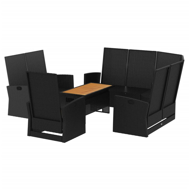 Set mobilier relaxare grădină 4 piese cu perne poliratan negru