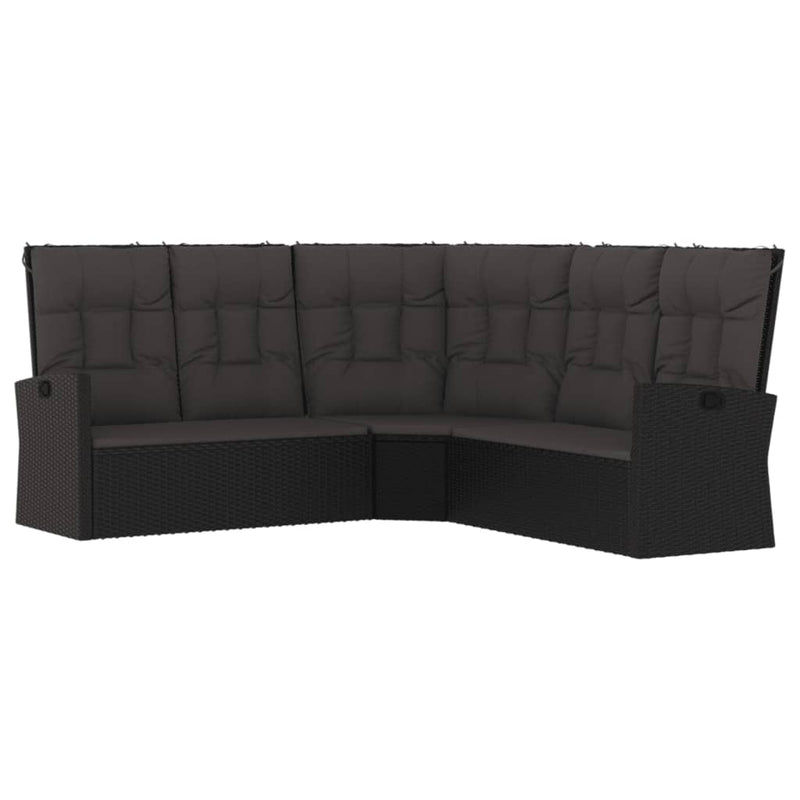Set mobilier relaxare grădină 4 piese cu perne poliratan negru