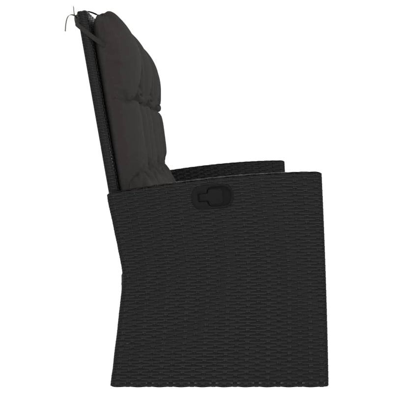 Bancă rabatabilă de grădină cu perne, negru, 173 cm, poliratan