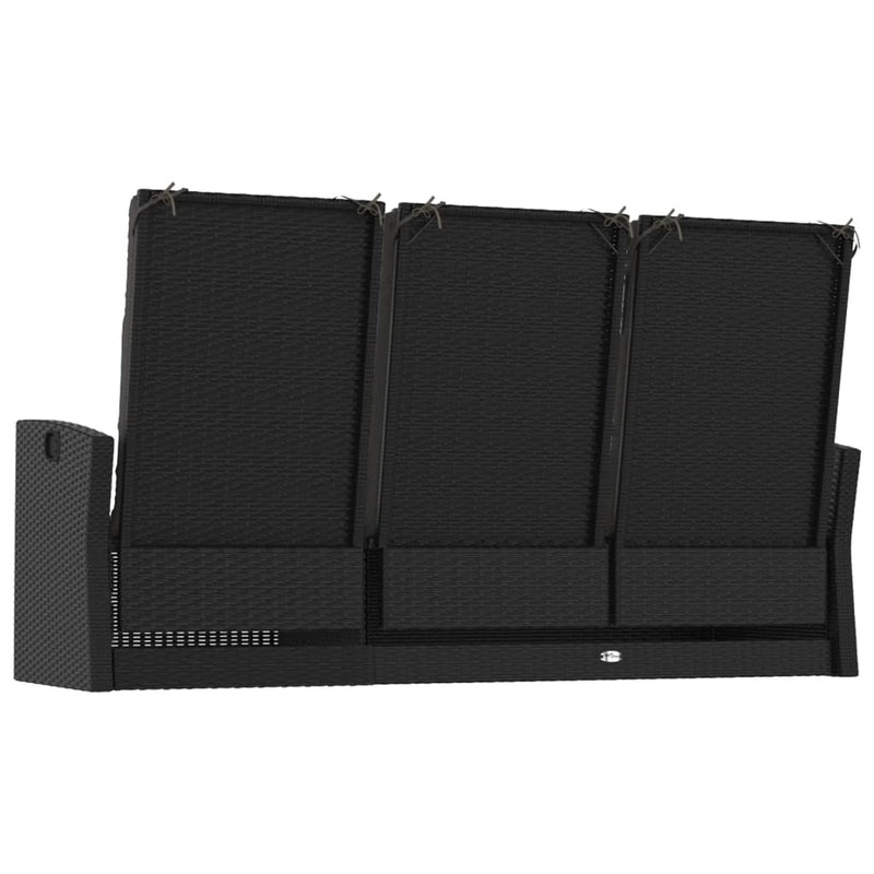 Bancă rabatabilă de grădină cu perne, negru, 173 cm, poliratan