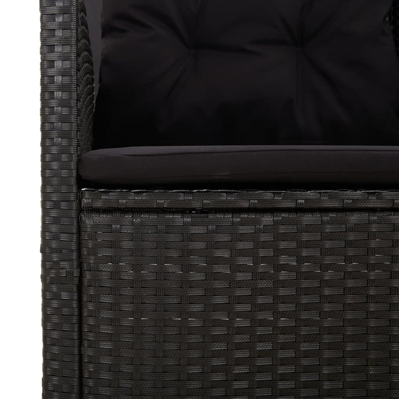 Bancă rabatabilă de grădină cu perne, negru, 173 cm, poliratan