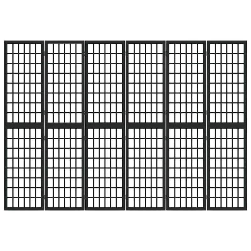 Paravan pliabil cu 6 panouri, stil japonez, negru, 240x170 cm