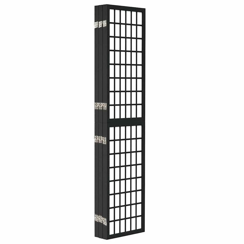 Paravan pliabil cu 6 panouri, stil japonez, negru, 240x170 cm