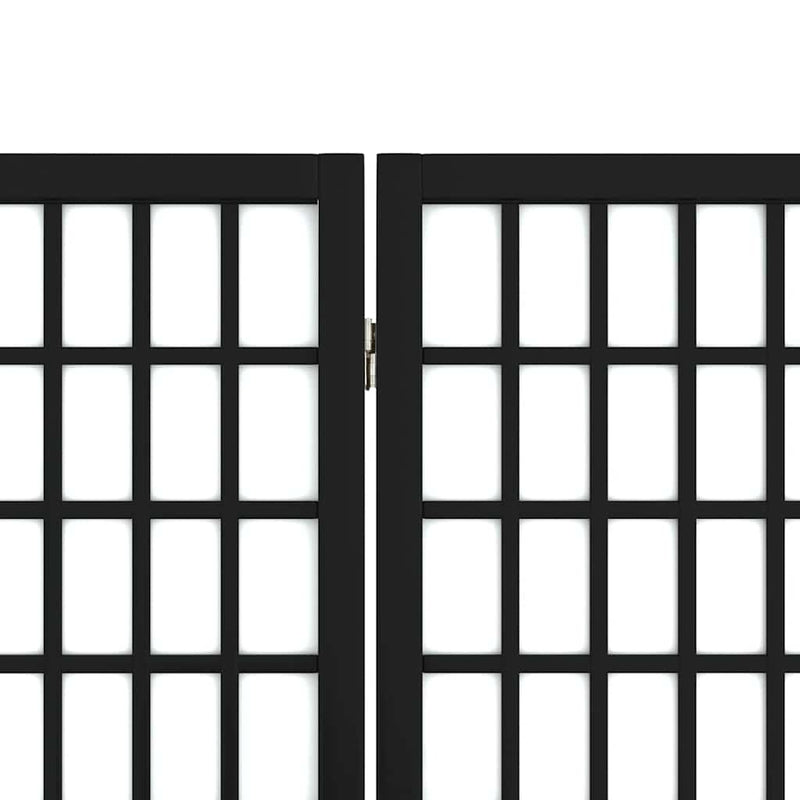 Paravan pliabil cu 6 panouri, stil japonez, negru, 240x170 cm