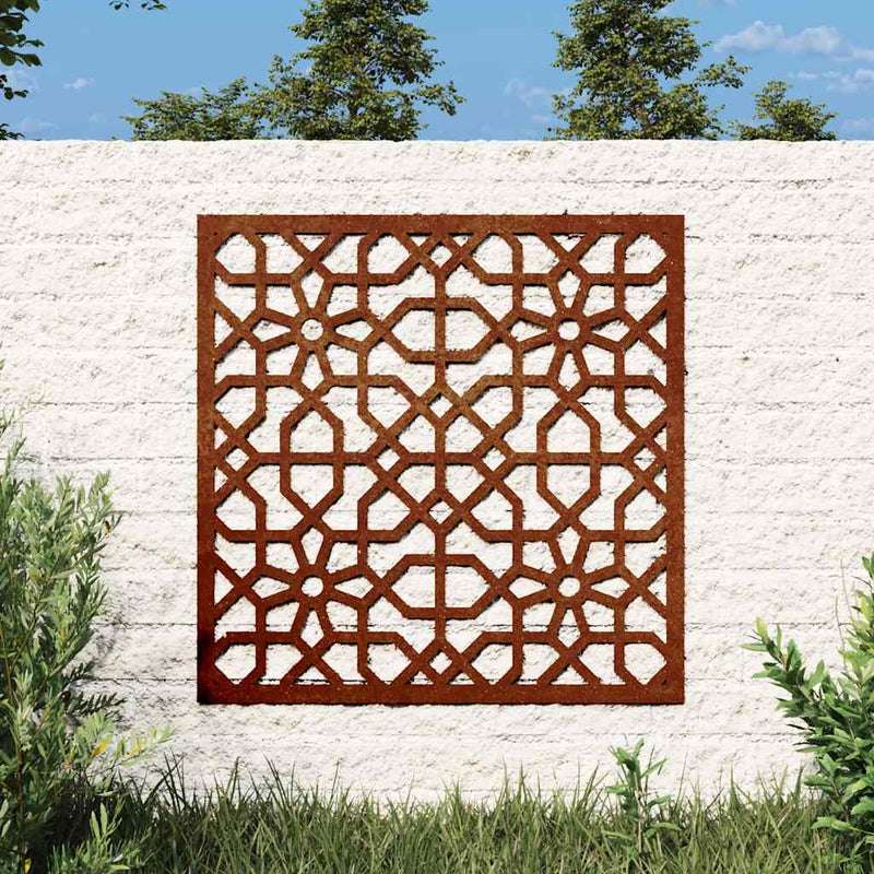 Decor perete de grădină 55x55 cm, design maur, oțel Corten