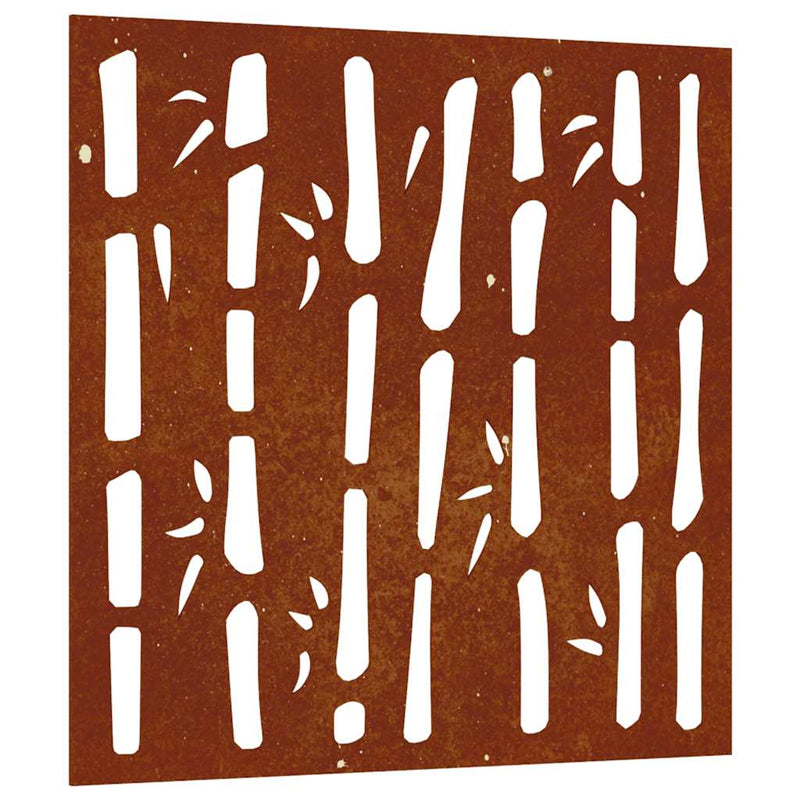 Decor perete de grădină 55x55 cm design bambus oțel Corten