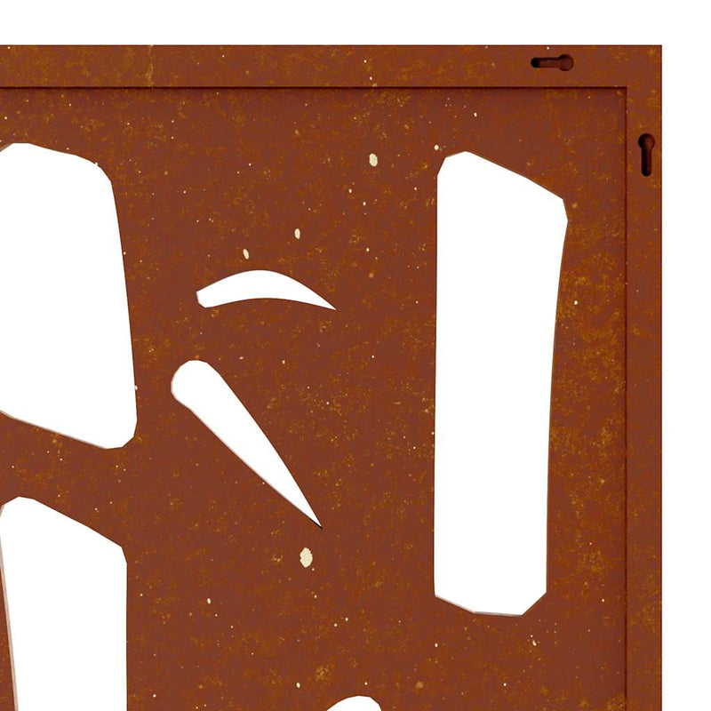 Decor perete de grădină 55x55 cm design bambus oțel Corten